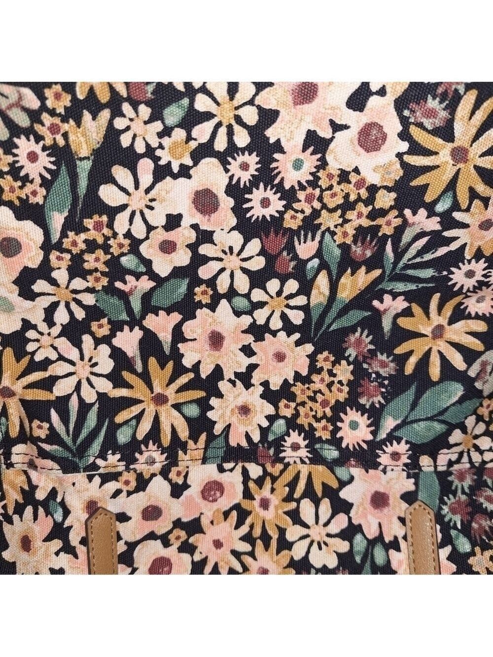 Floral Tote Bag Tan Straps - Picture 2 of 7